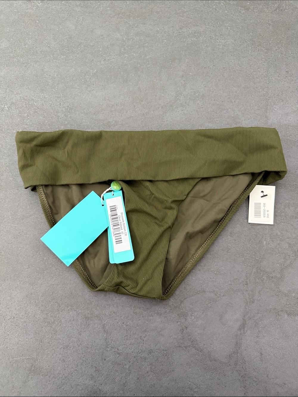 NWT Melissa Odabash Brussels Olive Green Ribbed Bikini Bottom size EU42/US10